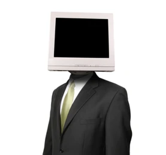 CobuterMan, a suited figure with a computer monitor for a head